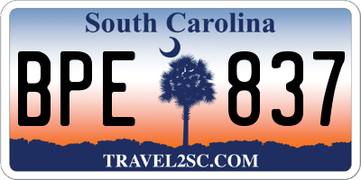 SC license plate BPE837