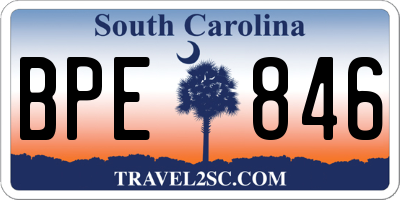 SC license plate BPE846