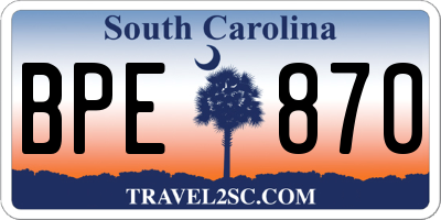 SC license plate BPE870