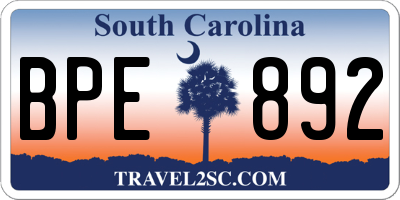SC license plate BPE892