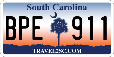 SC license plate BPE911