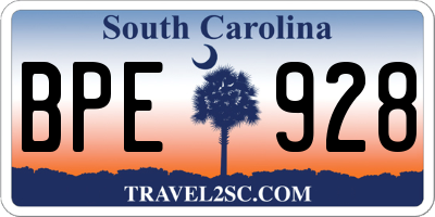 SC license plate BPE928