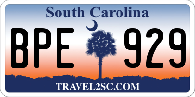 SC license plate BPE929
