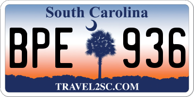 SC license plate BPE936