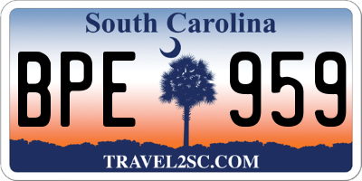 SC license plate BPE959