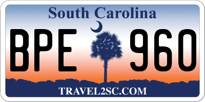 SC license plate BPE960