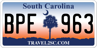 SC license plate BPE963