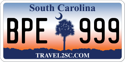 SC license plate BPE999