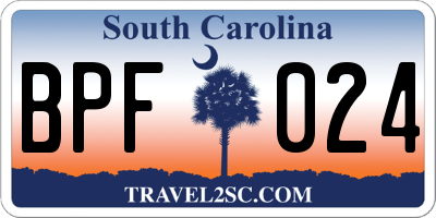 SC license plate BPF024