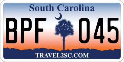 SC license plate BPF045
