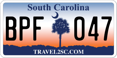 SC license plate BPF047