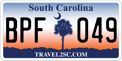 SC license plate BPF049
