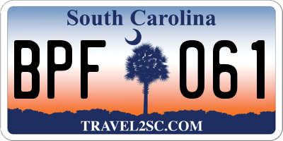 SC license plate BPF061