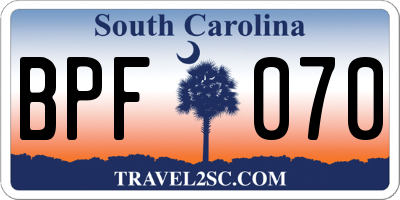 SC license plate BPF070