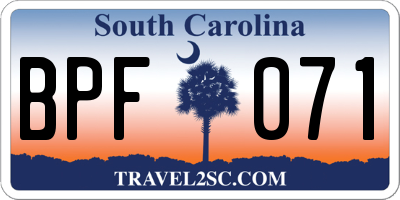 SC license plate BPF071