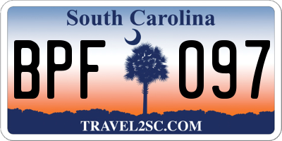 SC license plate BPF097