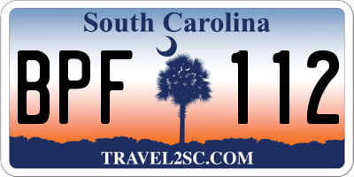 SC license plate BPF112