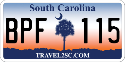 SC license plate BPF115