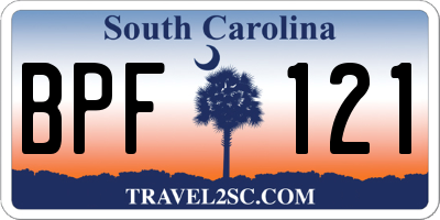 SC license plate BPF121