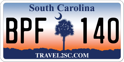 SC license plate BPF140