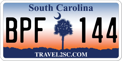 SC license plate BPF144