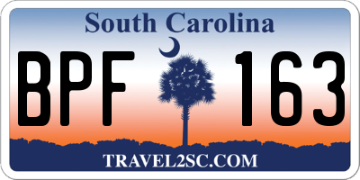 SC license plate BPF163