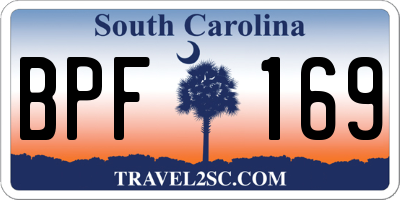 SC license plate BPF169