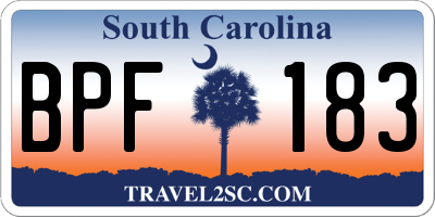 SC license plate BPF183