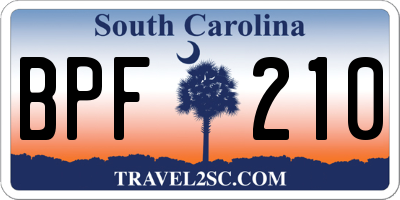 SC license plate BPF210