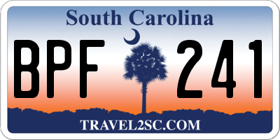 SC license plate BPF241