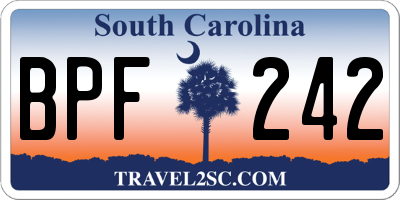 SC license plate BPF242