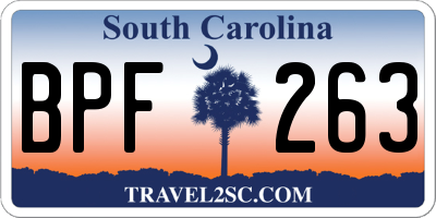 SC license plate BPF263
