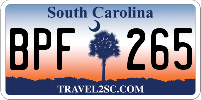 SC license plate BPF265