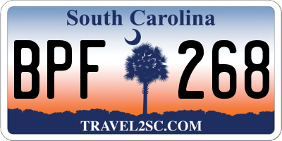 SC license plate BPF268