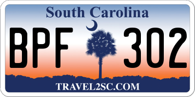 SC license plate BPF302