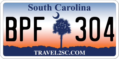 SC license plate BPF304