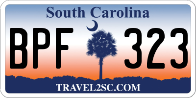 SC license plate BPF323
