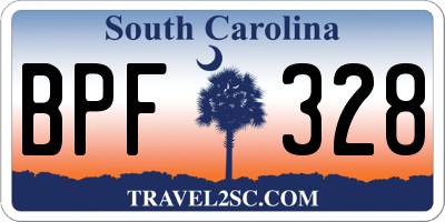 SC license plate BPF328