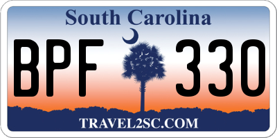 SC license plate BPF330