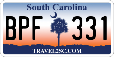 SC license plate BPF331