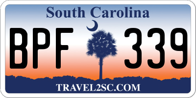 SC license plate BPF339