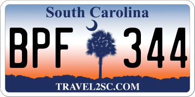 SC license plate BPF344