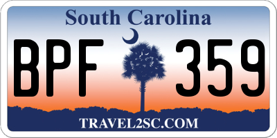 SC license plate BPF359