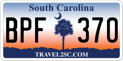 SC license plate BPF370