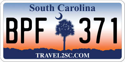 SC license plate BPF371