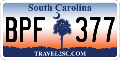 SC license plate BPF377
