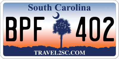 SC license plate BPF402