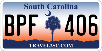 SC license plate BPF406