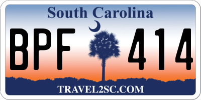 SC license plate BPF414
