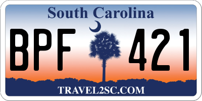 SC license plate BPF421